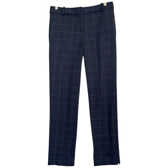 Theory Straight Plaid Trouser Pants Size 4 Windowpane Preppy Career Office Dress - Picture 1 of 13